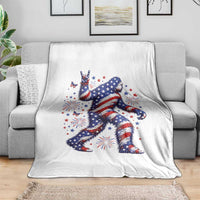Funny Patriotic Bigfoot Throw Blanket 4th Of July Freedom