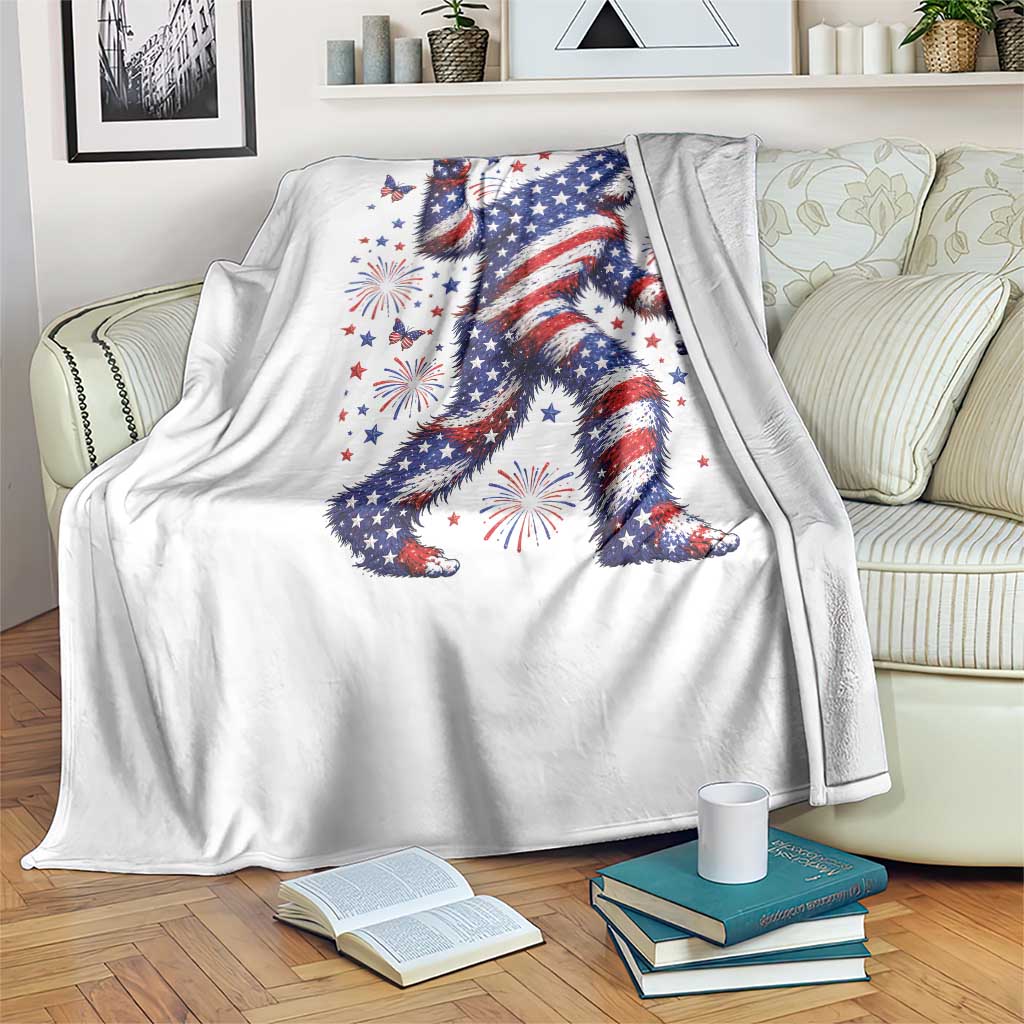 Funny Patriotic Bigfoot Throw Blanket 4th Of July Freedom