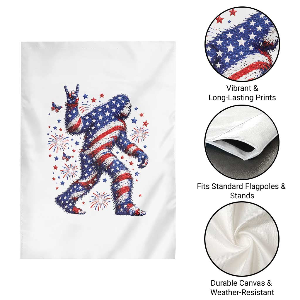 Funny Patriotic Bigfoot Garden Flag 4th Of July Freedom
