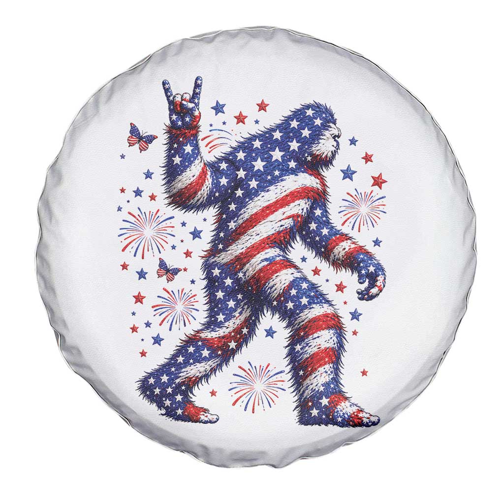 Funny Patriotic Bigfoot Spare Tire Cover 4th Of July Freedom