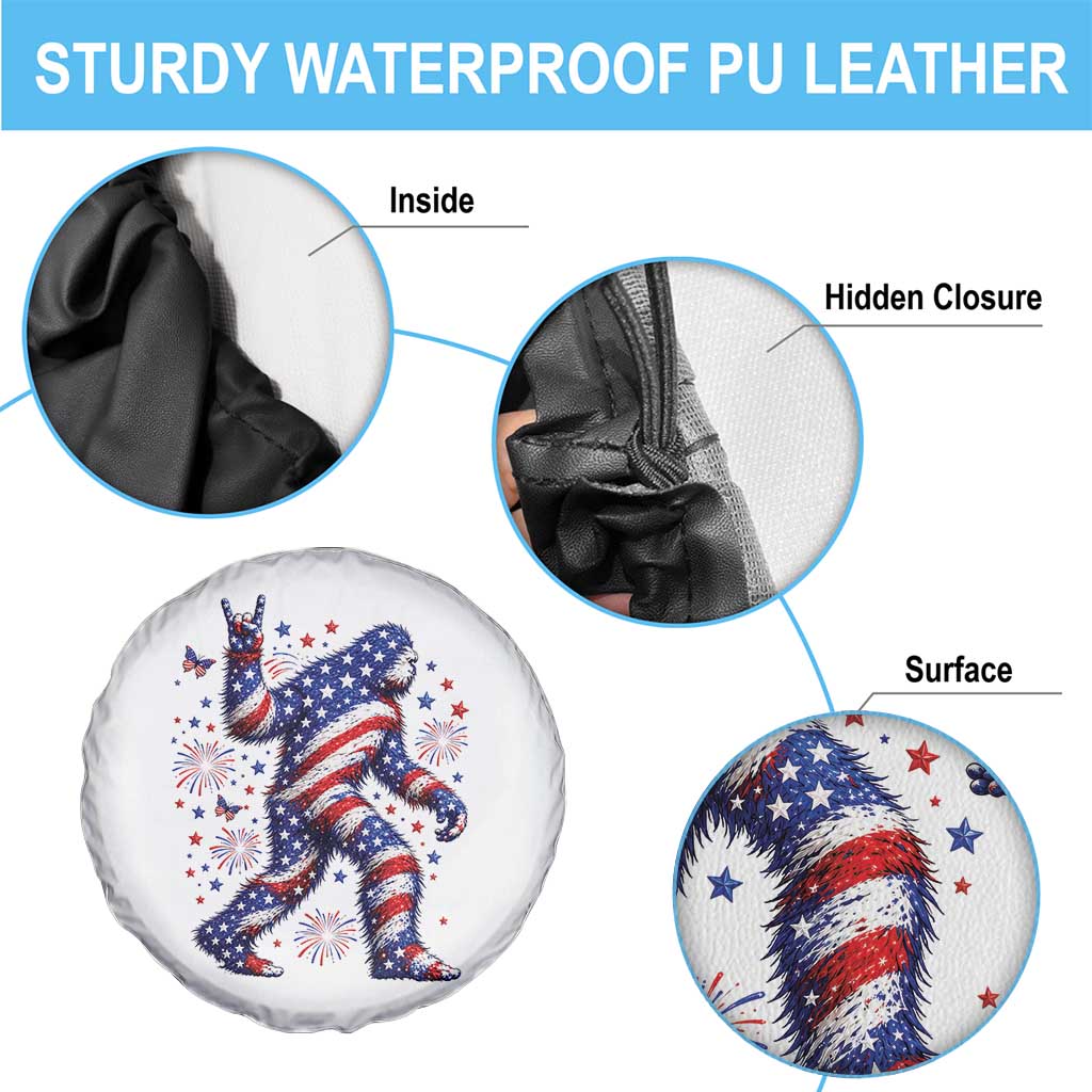 Funny Patriotic Bigfoot Spare Tire Cover 4th Of July Freedom