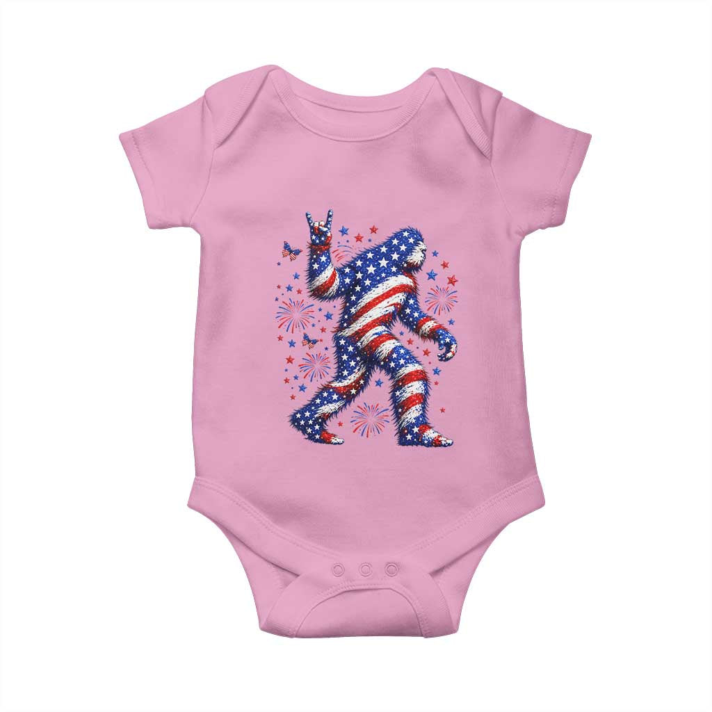 Funny Patriotic Bigfoot Baby Onesie 4th Of July Freedom