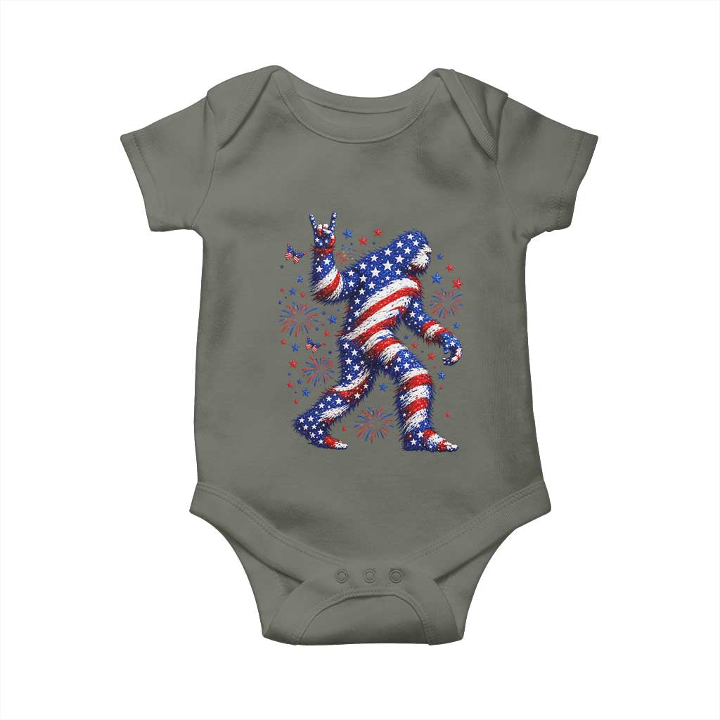 Funny Patriotic Bigfoot Baby Onesie 4th Of July Freedom