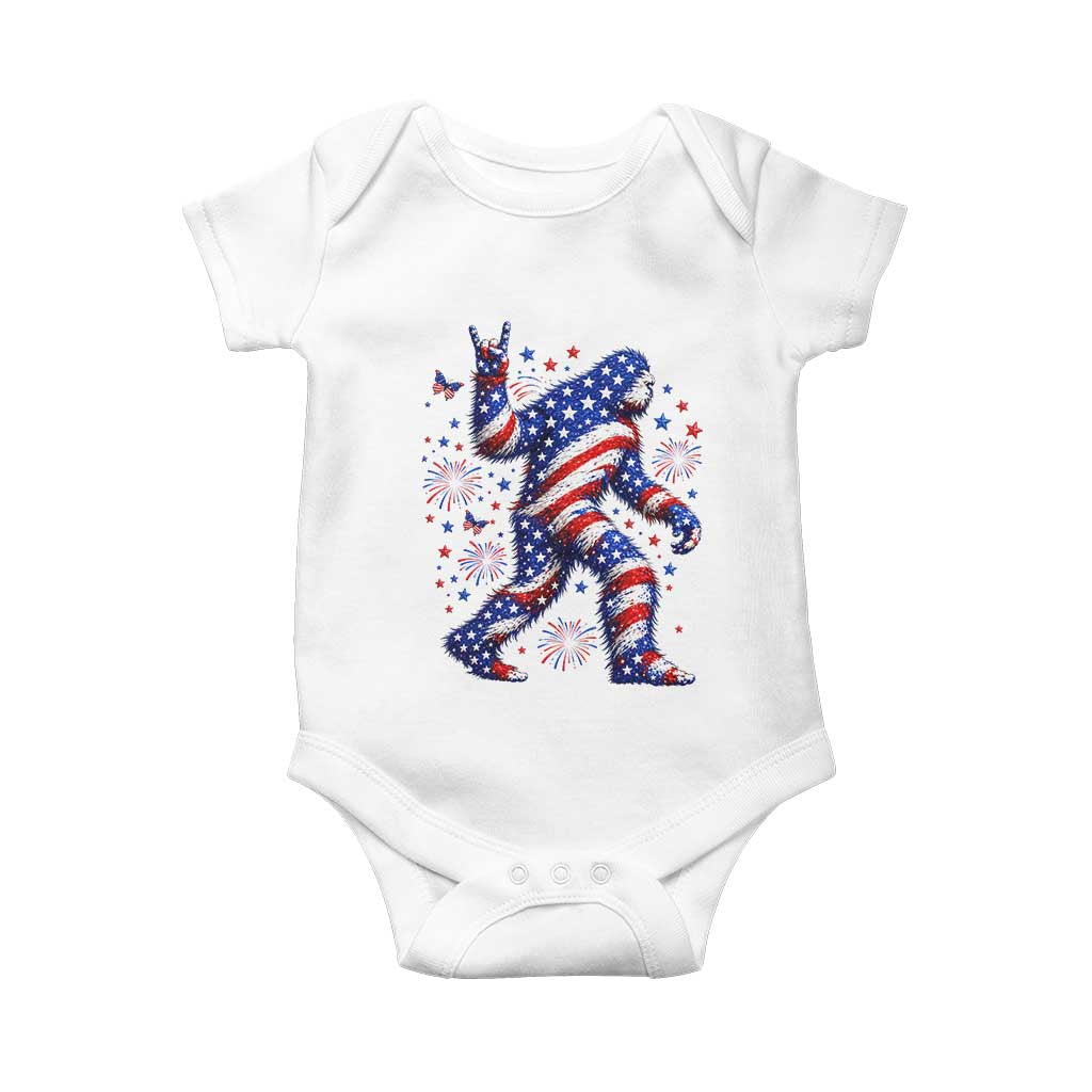 Funny Patriotic Bigfoot Baby Onesie 4th Of July Freedom
