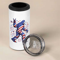 Funny Patriotic Bigfoot 4 in 1 Can Cooler Tumbler 4th Of July Freedom