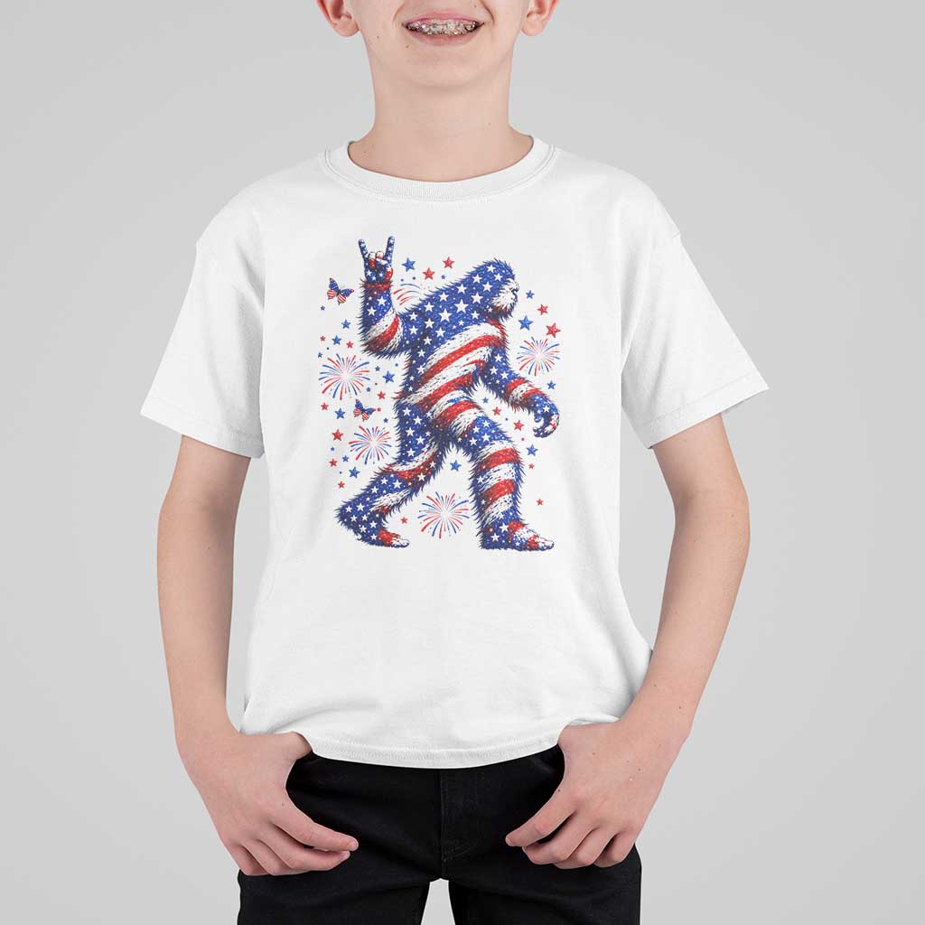 Funny Patriotic Bigfoot T Shirt For Kid 4th Of July Freedom