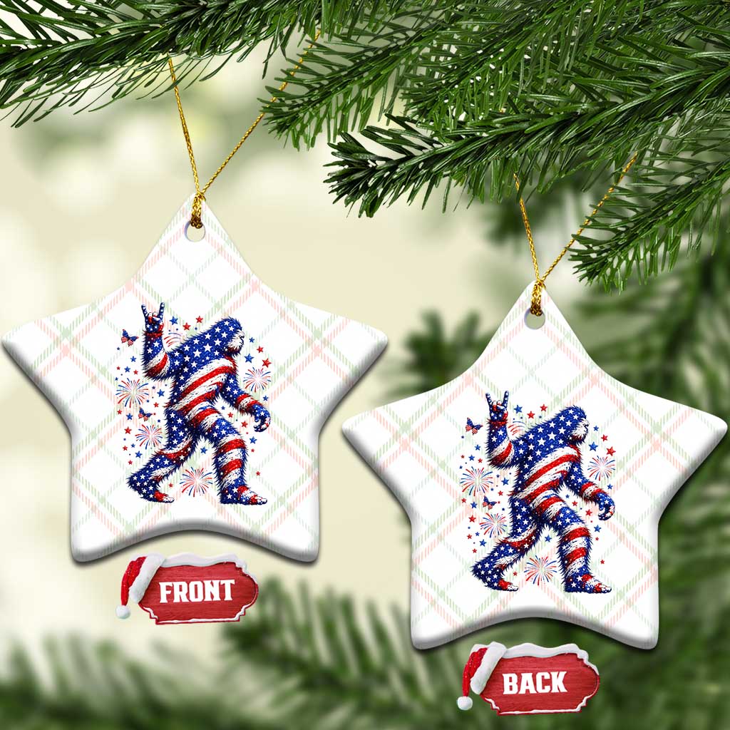 Funny Patriotic Bigfoot Ceramic Ornament 4th Of July Freedom