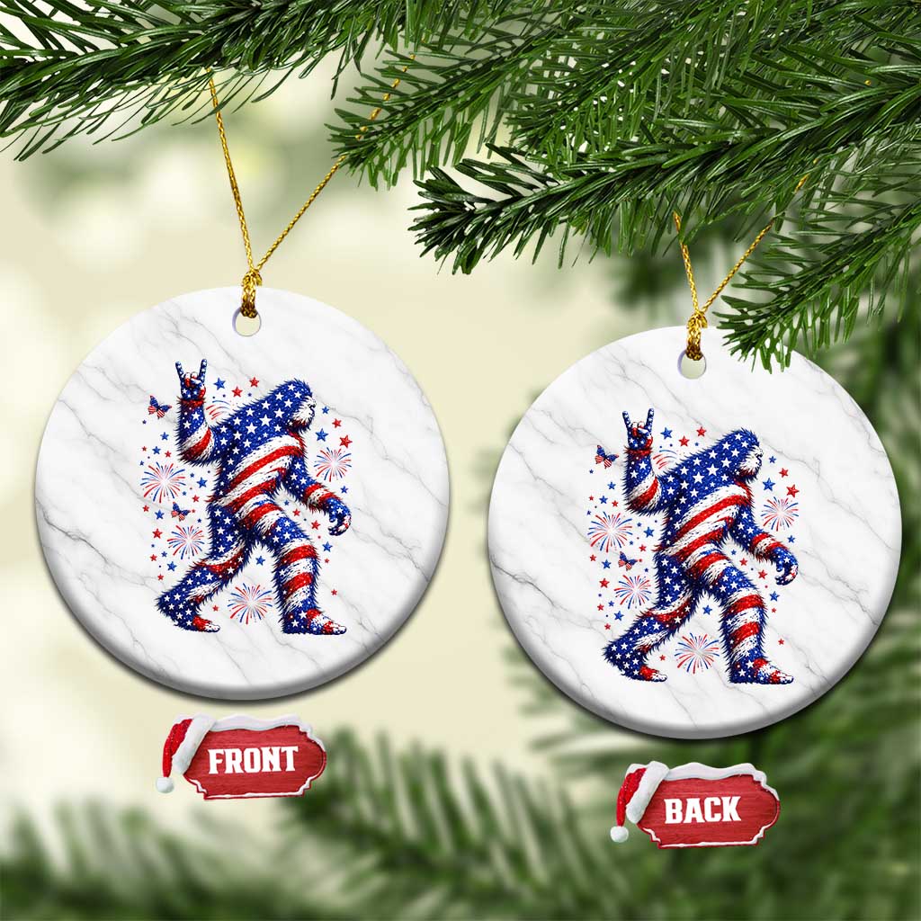 Funny Patriotic Bigfoot Ceramic Ornament 4th Of July Freedom