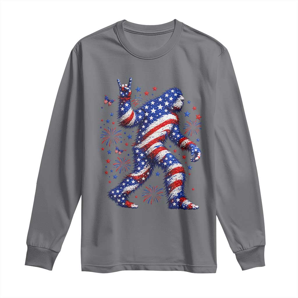 Funny Patriotic Bigfoot Long Sleeve Shirt 4th Of July Freedom