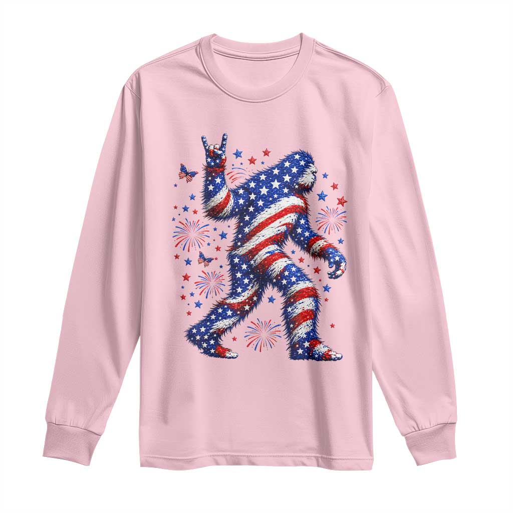 Funny Patriotic Bigfoot Long Sleeve Shirt 4th Of July Freedom