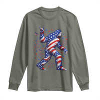 Funny Patriotic Bigfoot Long Sleeve Shirt 4th Of July Freedom