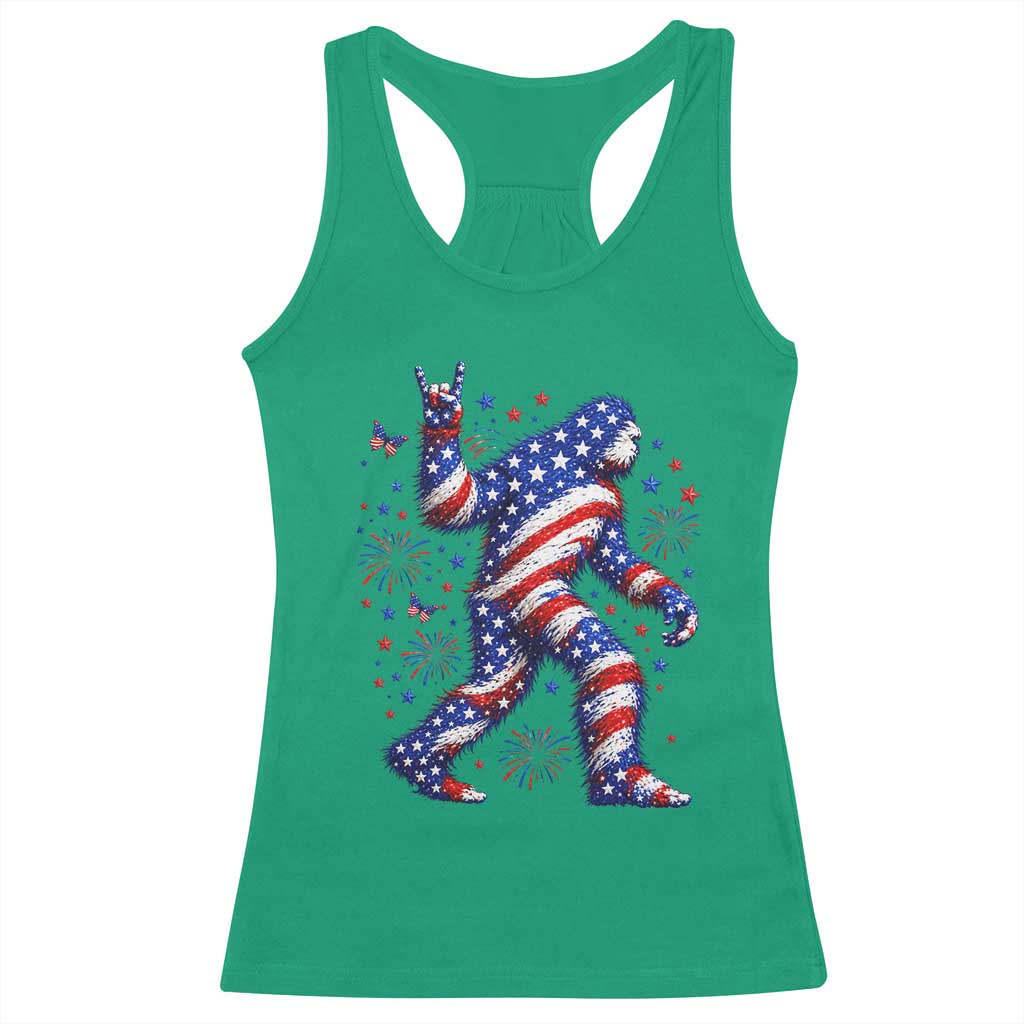 Funny Patriotic Bigfoot Racerback Tank Top 4th Of July Freedom