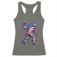 Funny Patriotic Bigfoot Racerback Tank Top 4th Of July Freedom