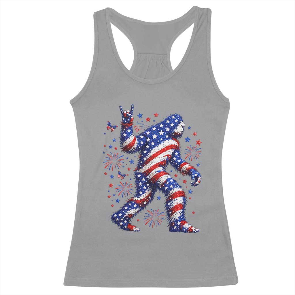 Funny Patriotic Bigfoot Racerback Tank Top 4th Of July Freedom