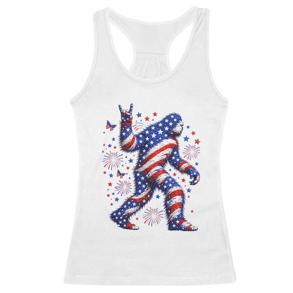 Funny Patriotic Bigfoot Racerback Tank Top 4th Of July Freedom