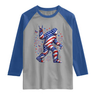 Funny Patriotic Bigfoot Raglan Shirt 4th Of July Freedom