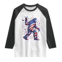 Funny Patriotic Bigfoot Raglan Shirt 4th Of July Freedom