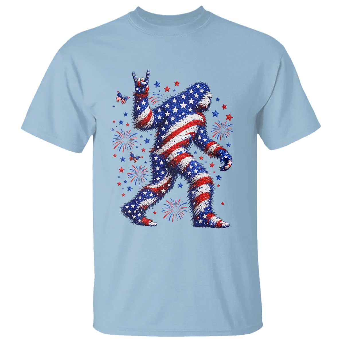 Funny Patriotic Bigfoot T Shirt 4th Of July Freedom