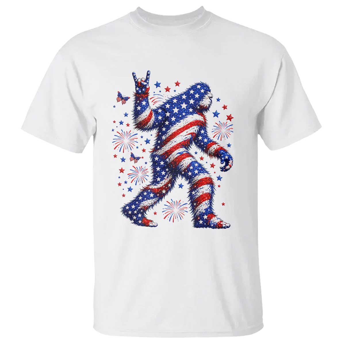 Funny Patriotic Bigfoot T Shirt 4th Of July Freedom