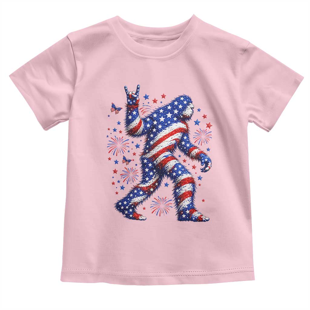 Funny Patriotic Bigfoot Toddler T Shirt 4th Of July Freedom