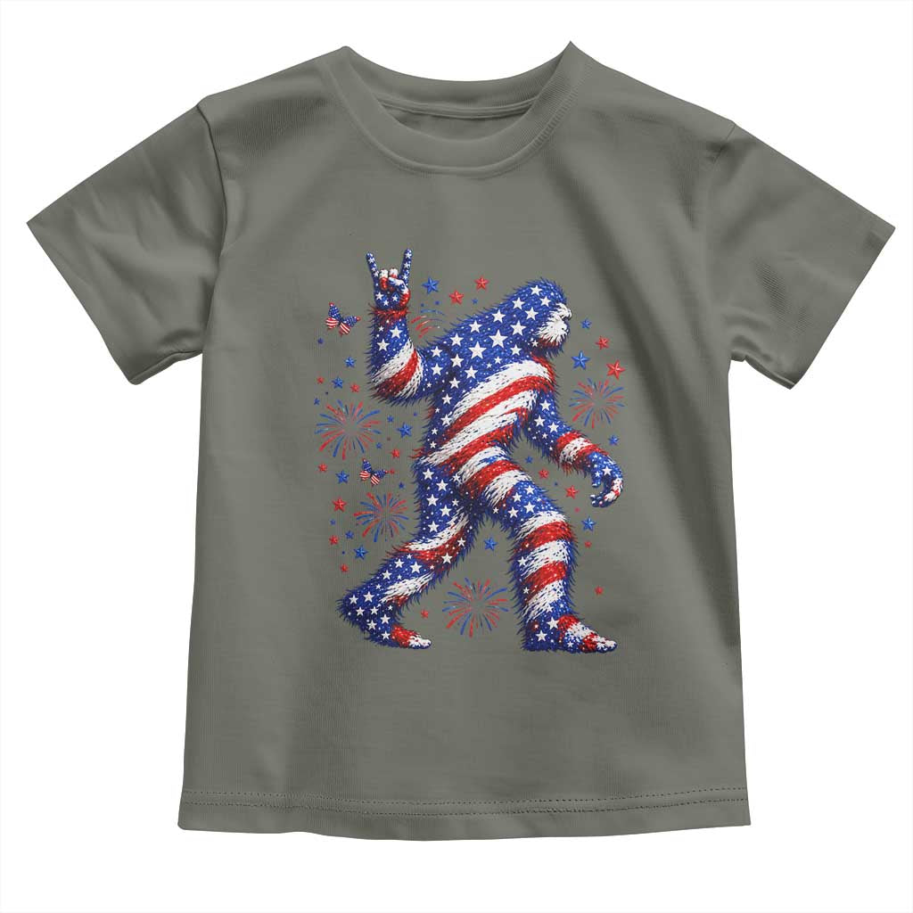 Funny Patriotic Bigfoot Toddler T Shirt 4th Of July Freedom