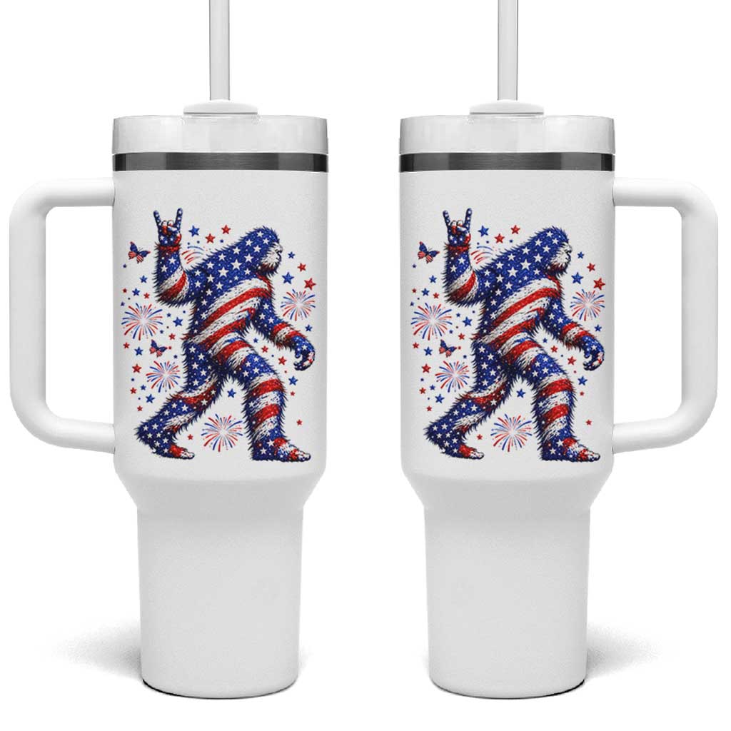 Funny Patriotic Bigfoot Tumbler With Handle 4th Of July Freedom