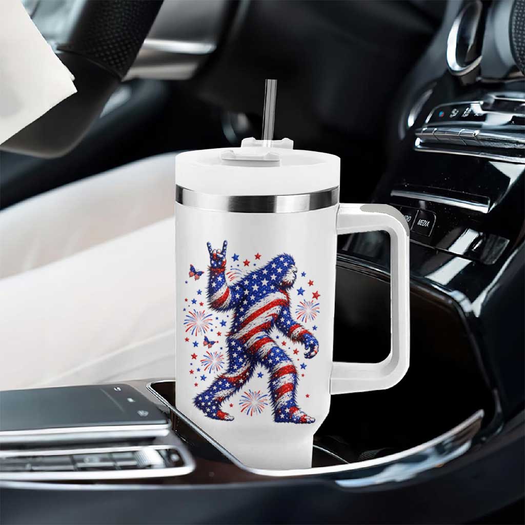 Funny Patriotic Bigfoot Tumbler With Handle 4th Of July Freedom