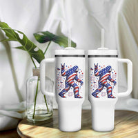 Funny Patriotic Bigfoot Tumbler With Handle 4th Of July Freedom