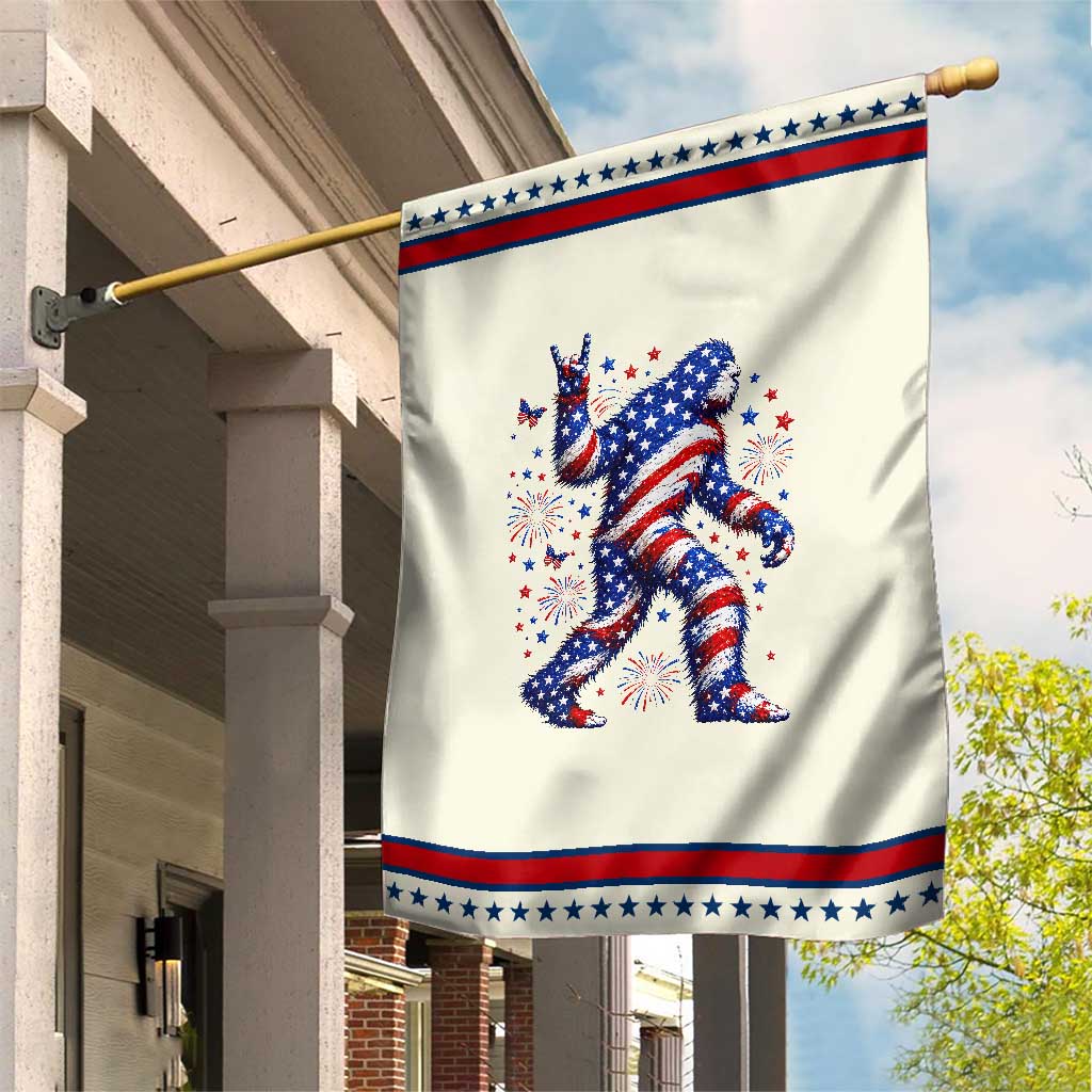 Funny Patriotic Bigfoot Patriotic Garden Flag 4th Of July Freedom