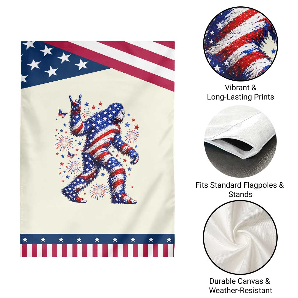 Funny Patriotic Bigfoot Patriotic Garden Flag 4th Of July Freedom
