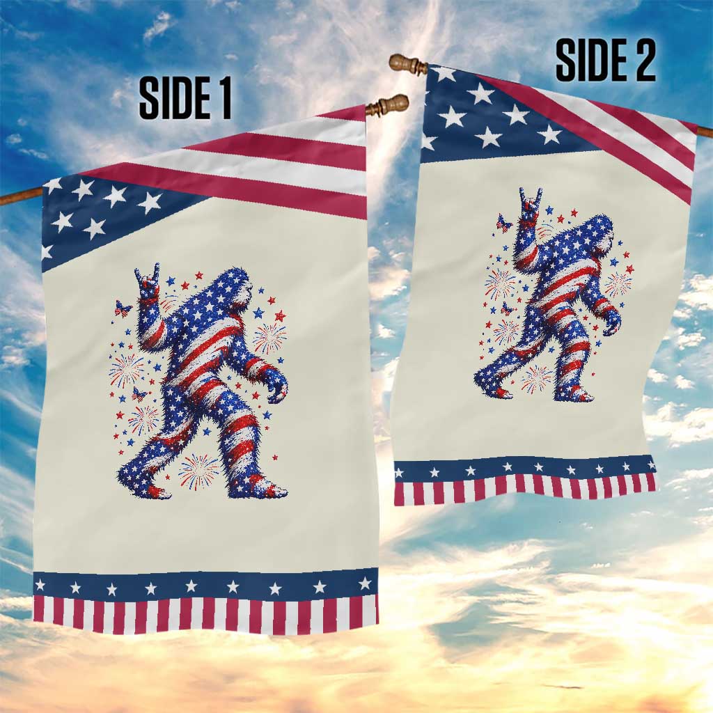 Funny Patriotic Bigfoot Patriotic Garden Flag 4th Of July Freedom