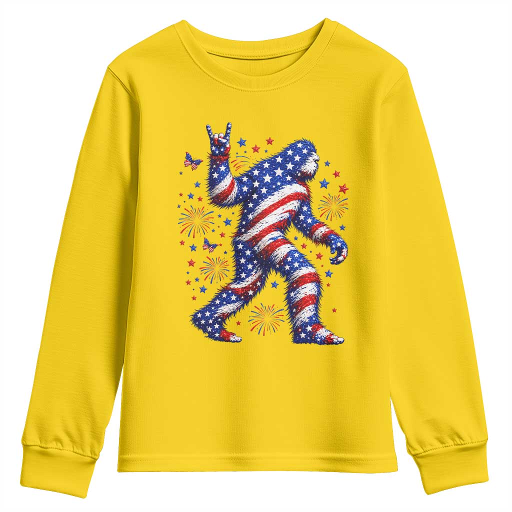 Funny Patriotic Bigfoot Youth Sweatshirt 4th Of July Freedom