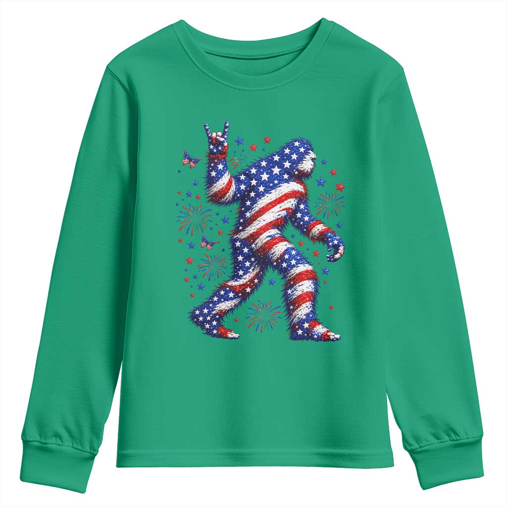 Funny Patriotic Bigfoot Youth Sweatshirt 4th Of July Freedom