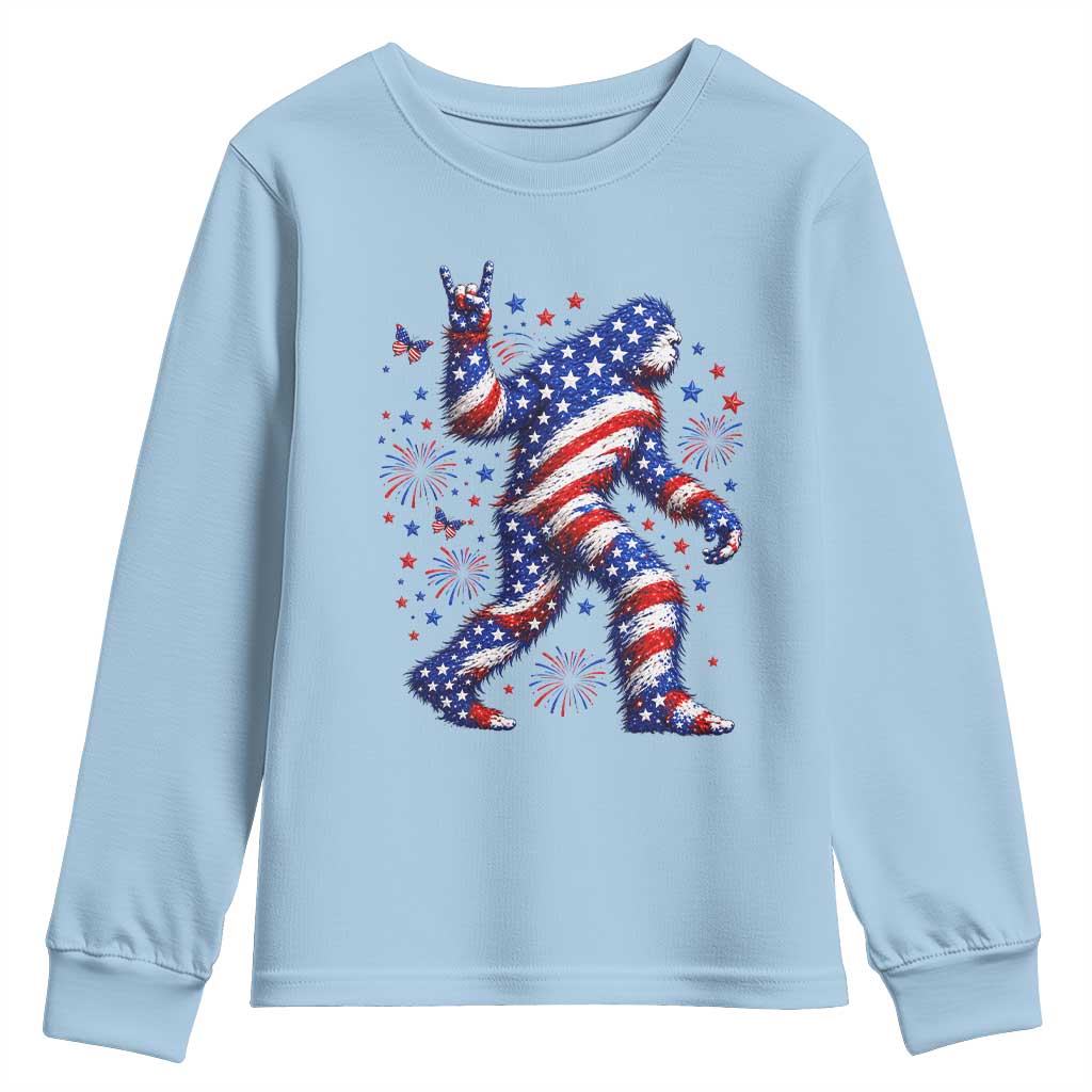 Funny Patriotic Bigfoot Youth Sweatshirt 4th Of July Freedom