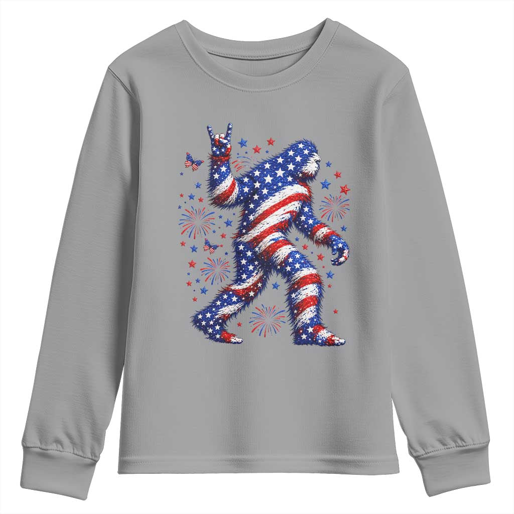 Funny Patriotic Bigfoot Youth Sweatshirt 4th Of July Freedom