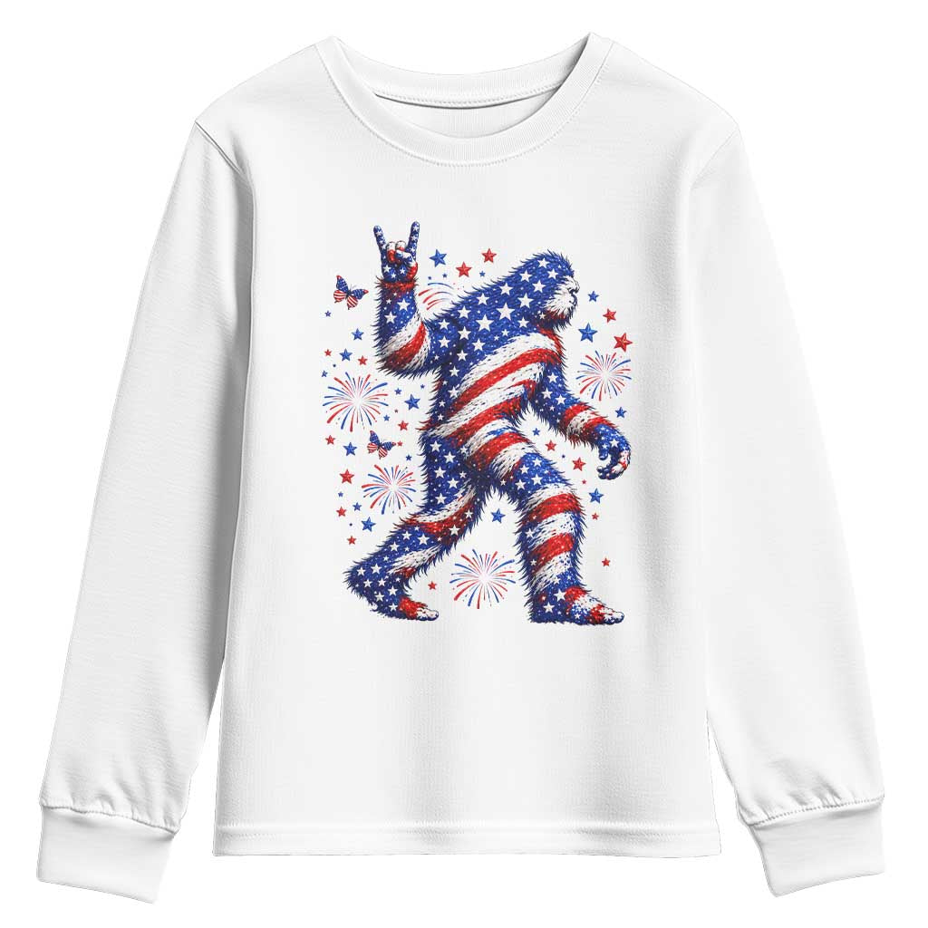 Funny Patriotic Bigfoot Youth Sweatshirt 4th Of July Freedom