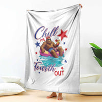 Funny Bigfoot 4th Of July Throw Blanket Chill The Fourth Out