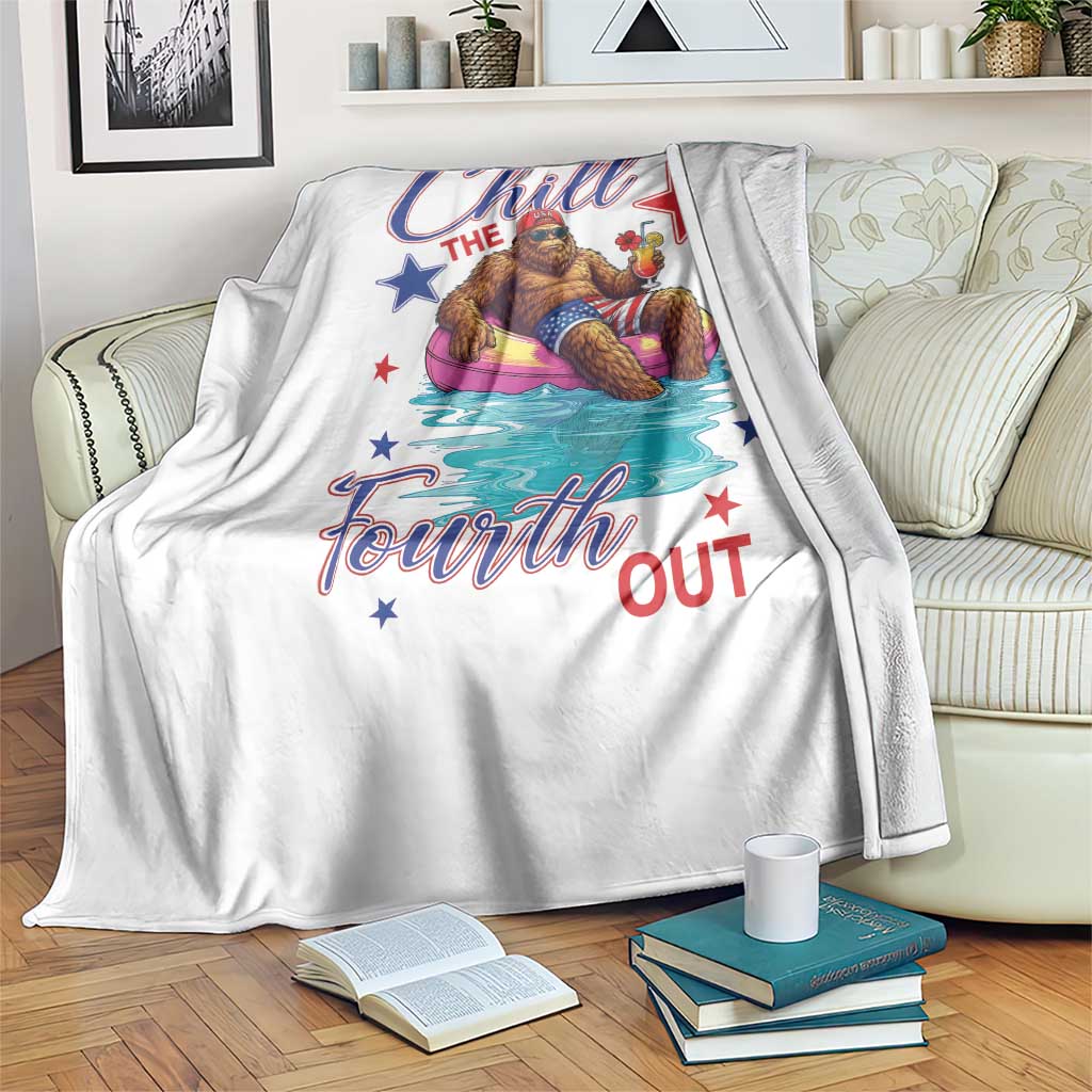 Funny Bigfoot 4th Of July Throw Blanket Chill The Fourth Out