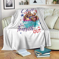 Funny Bigfoot 4th Of July Throw Blanket Chill The Fourth Out