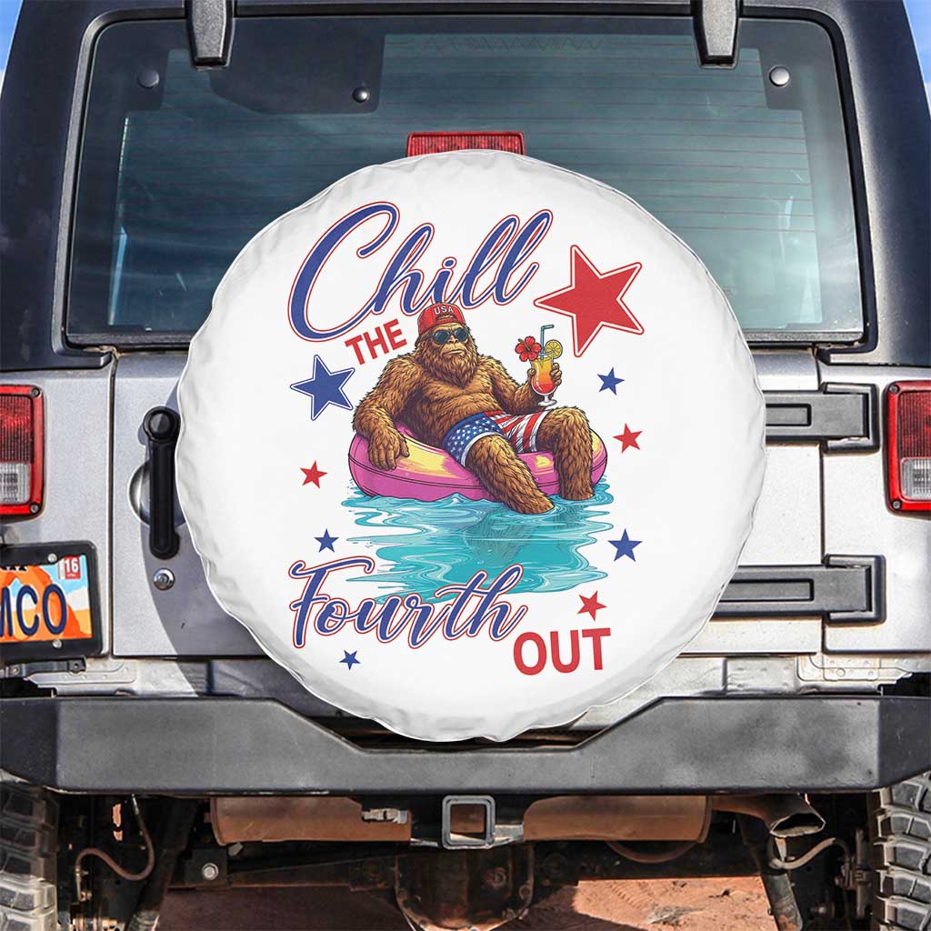 Funny Bigfoot 4th Of July Spare Tire Cover Chill The Fourth Out