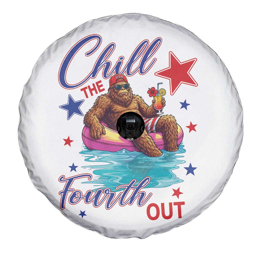 Funny Bigfoot 4th Of July Spare Tire Cover Chill The Fourth Out