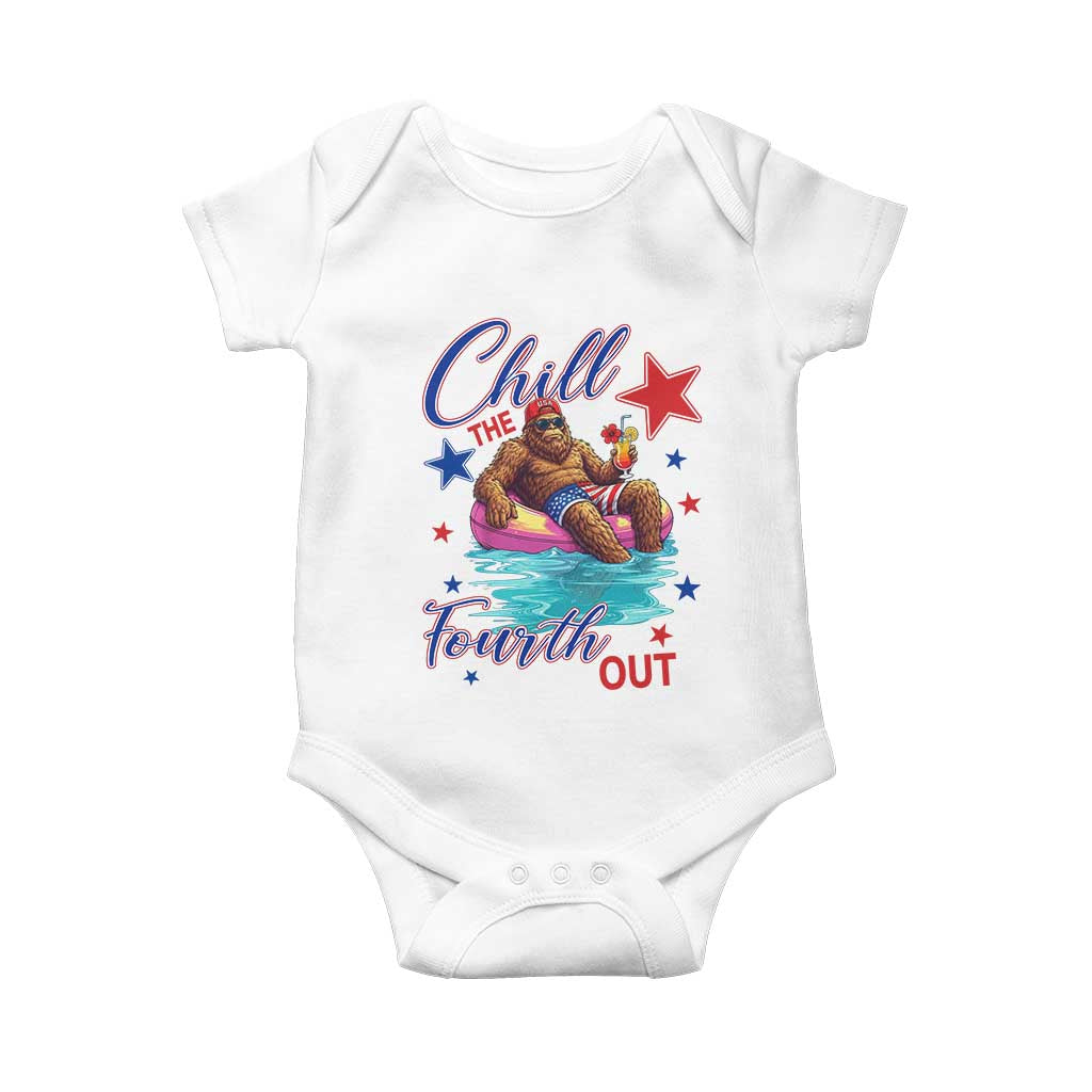 Funny Bigfoot 4th Of July Baby Onesie Chill The Fourth Out