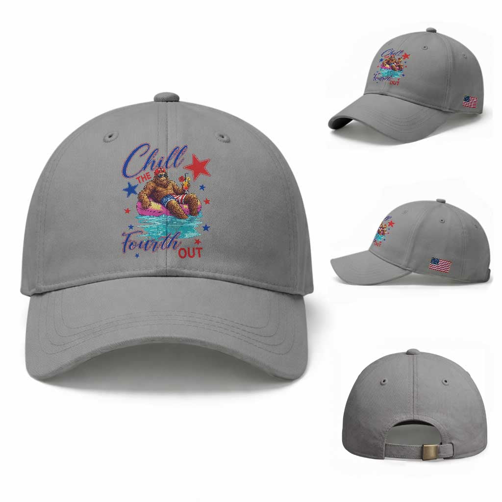 Funny Bigfoot 4th Of July Baseball Cap Chill The Fourth Out
