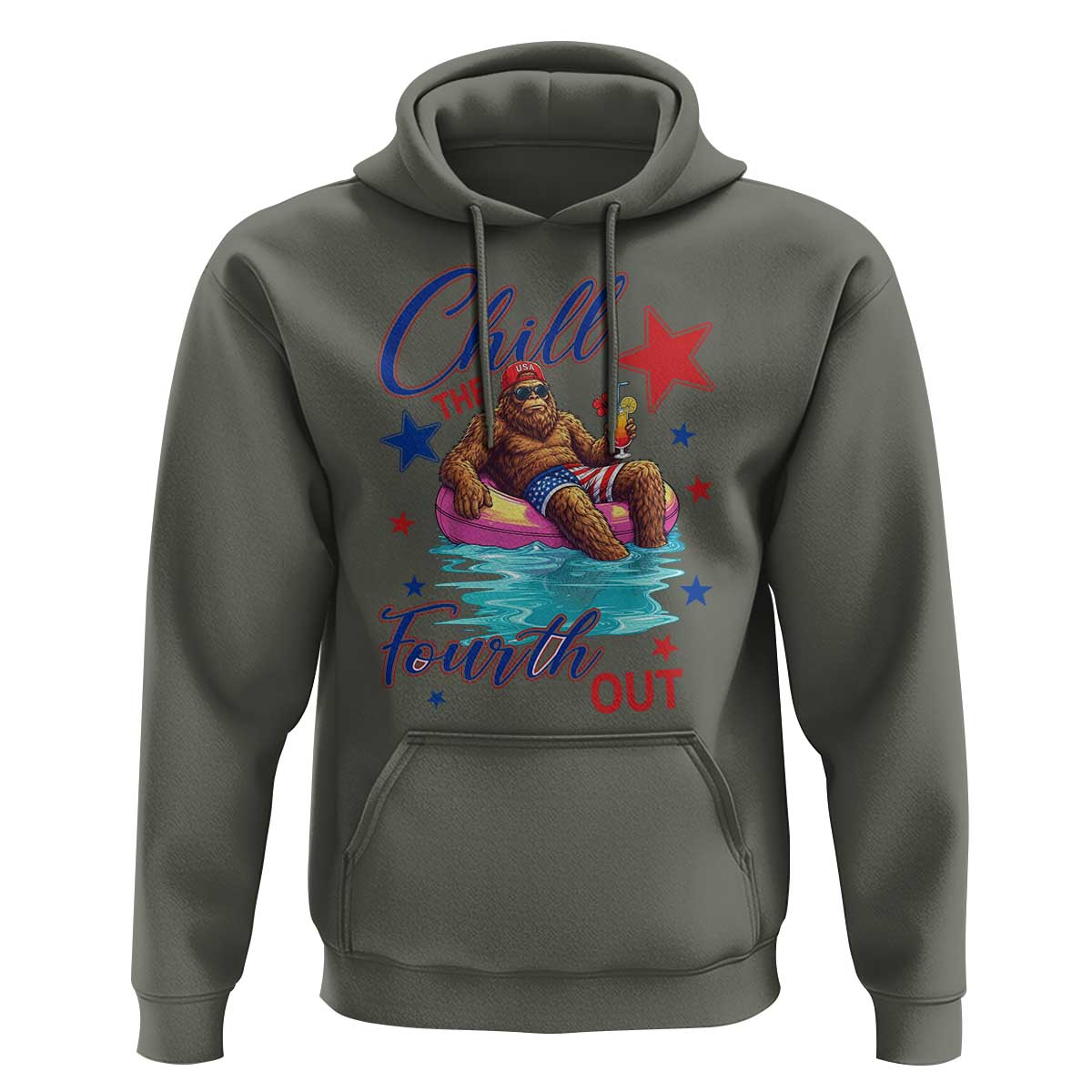 Funny Bigfoot 4th Of July Hoodie Chill The Fourth Out