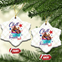 Funny Bigfoot 4th Of July Ceramic Ornament Chill The Fourth Out