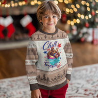 Funny Bigfoot 4th Of July Ugly Christmas Sweater Chill The Fourth Out