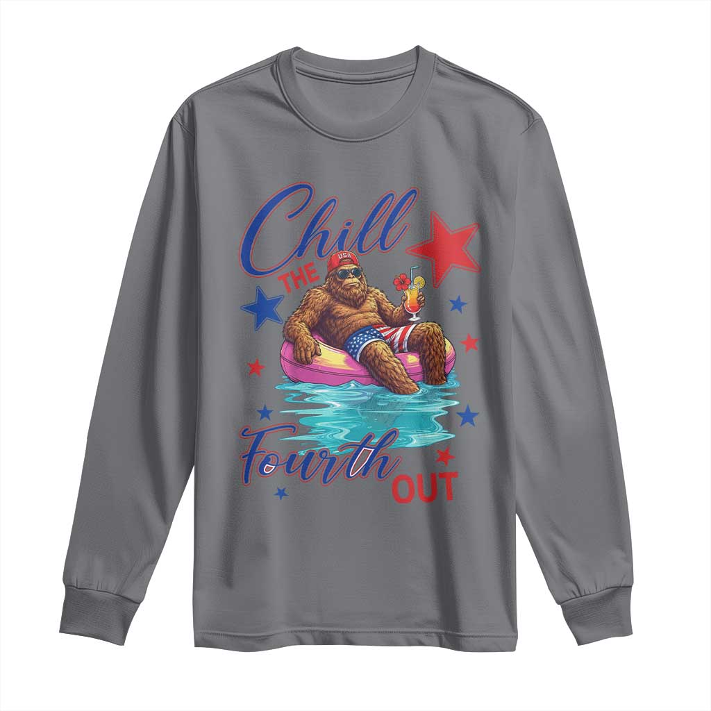 Funny Bigfoot 4th Of July Long Sleeve Shirt Chill The Fourth Out