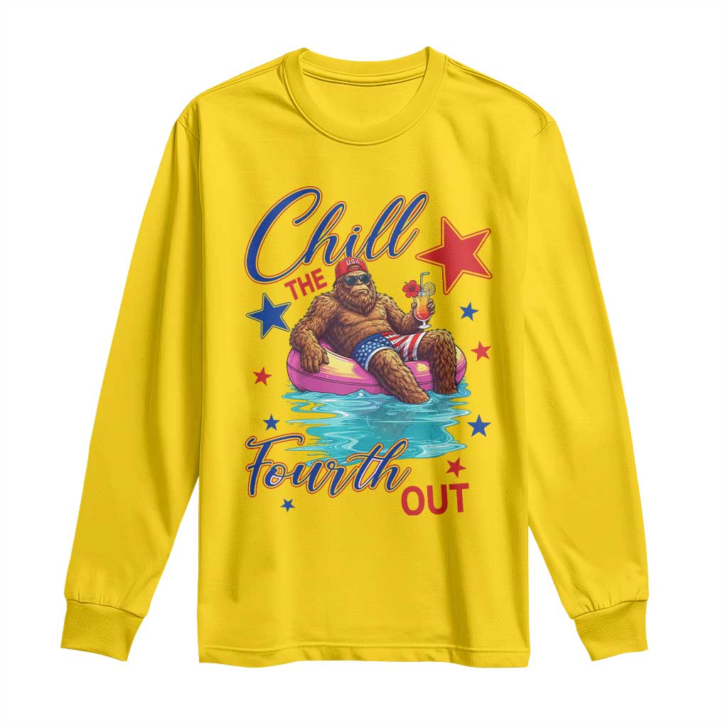 Funny Bigfoot 4th Of July Long Sleeve Shirt Chill The Fourth Out