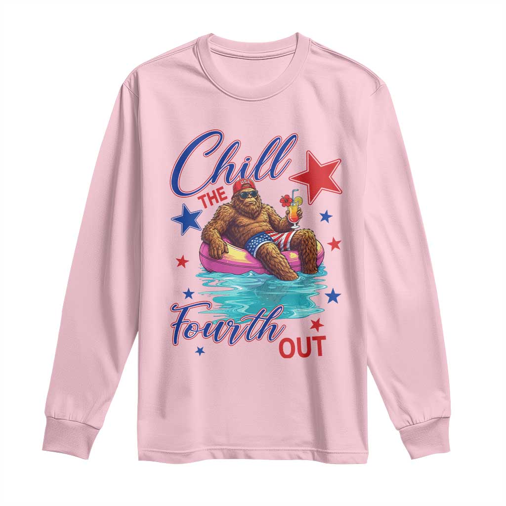 Funny Bigfoot 4th Of July Long Sleeve Shirt Chill The Fourth Out