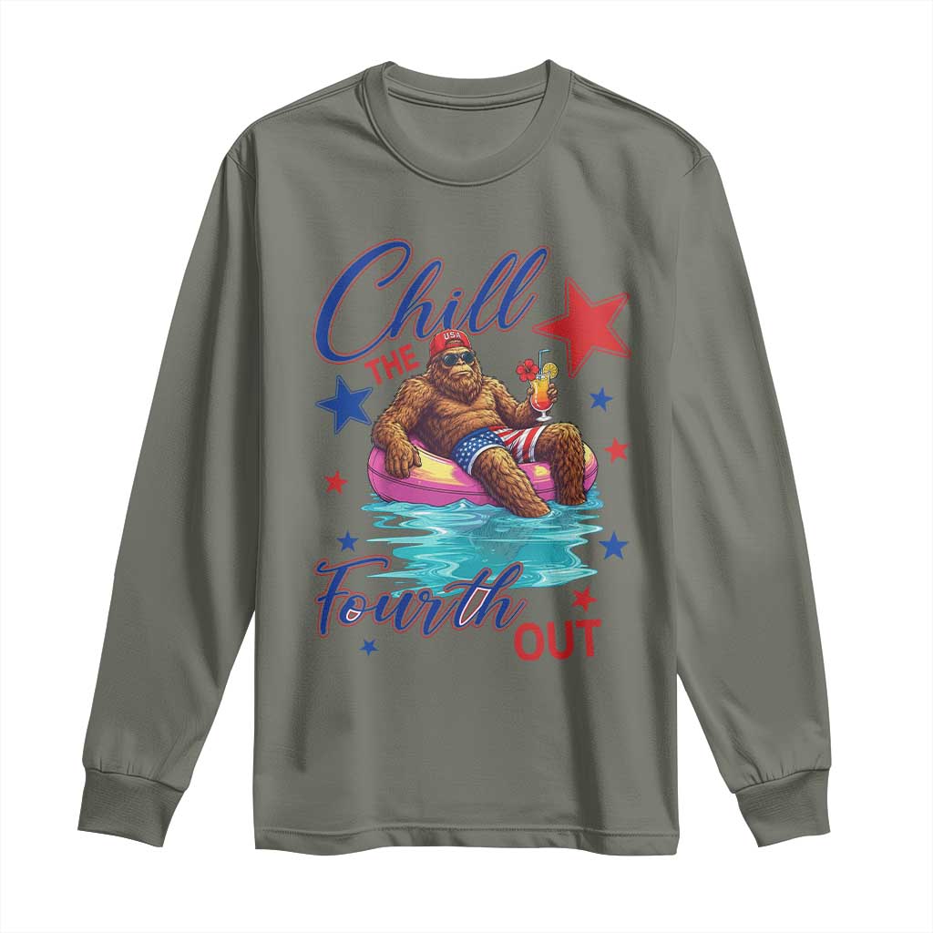 Funny Bigfoot 4th Of July Long Sleeve Shirt Chill The Fourth Out
